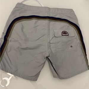 Gray Swim Shorts with Striped Detail